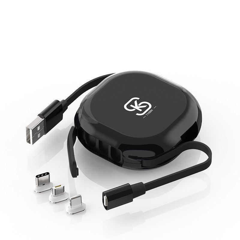 The Three-In-One Magnetic Telescopic Data Cable Is Suitable For Huawei Xiaomi Fast Charging, Flashing Magnetizing, And So On Charger Cable