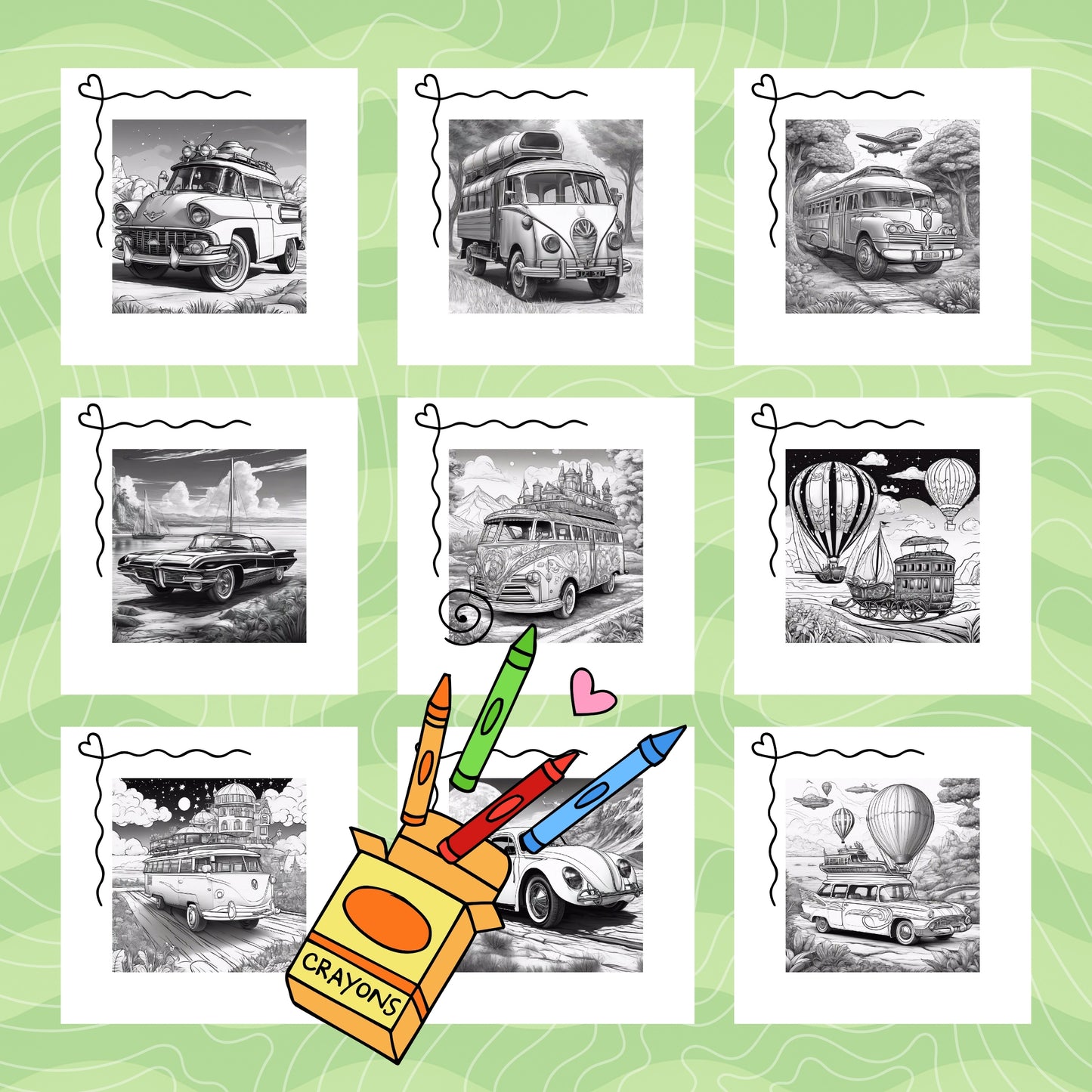 ENCHANTED VEHICLES IN THE UNIVERSE: libro digitale da colorare per bambini in PDF