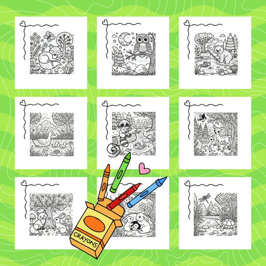 WOODLAND ANIMALS: libro digitale da colorare per bambini in PDF