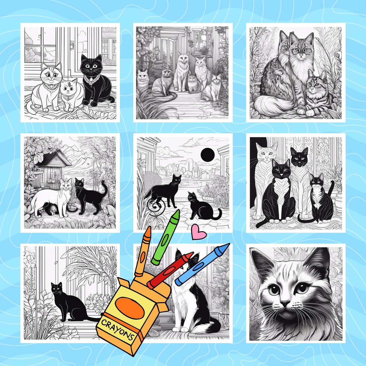 CATS LIFE: libro digitale da colorare per bambini in PDF
