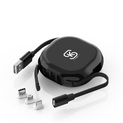 The Three-In-One Magnetic Telescopic Data Cable Is Suitable For Huawei Xiaomi Fast Charging, Flashing Magnetizing, And So On Charger Cable