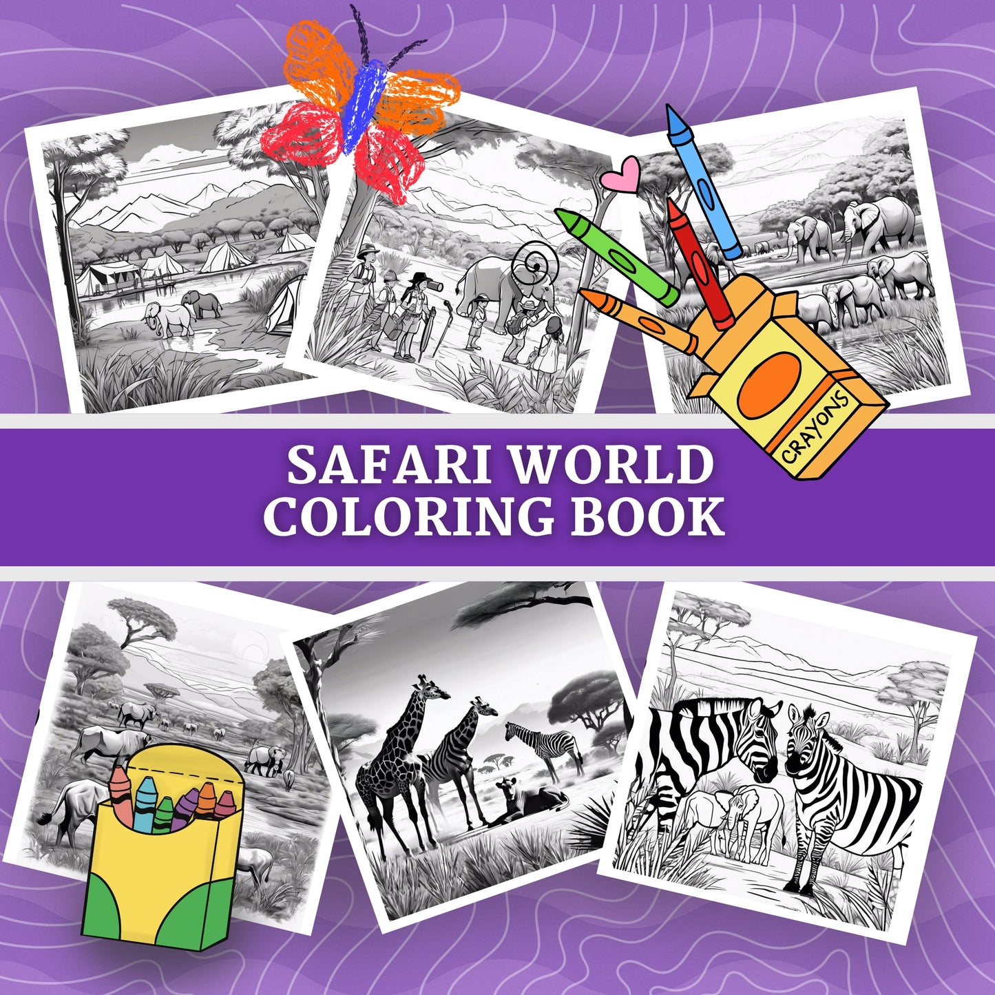 SAFARI WORLD: libro digitale da colorare per bambini in PDF