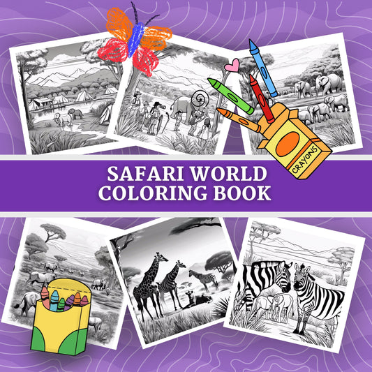 SAFARI WORLD: libro digitale da colorare per bambini in PDF