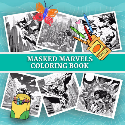 MASKED SUPERHEROES: libro digitale da colorare per bambini in PDF