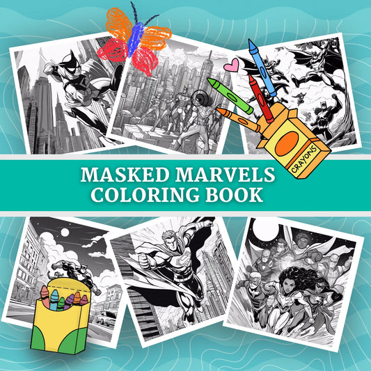 MASKED SUPERHEROES: libro digitale da colorare per bambini in PDF