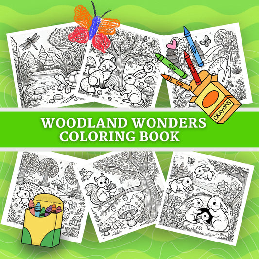 WOODLAND ANIMALS: libro digitale da colorare per bambini in PDF