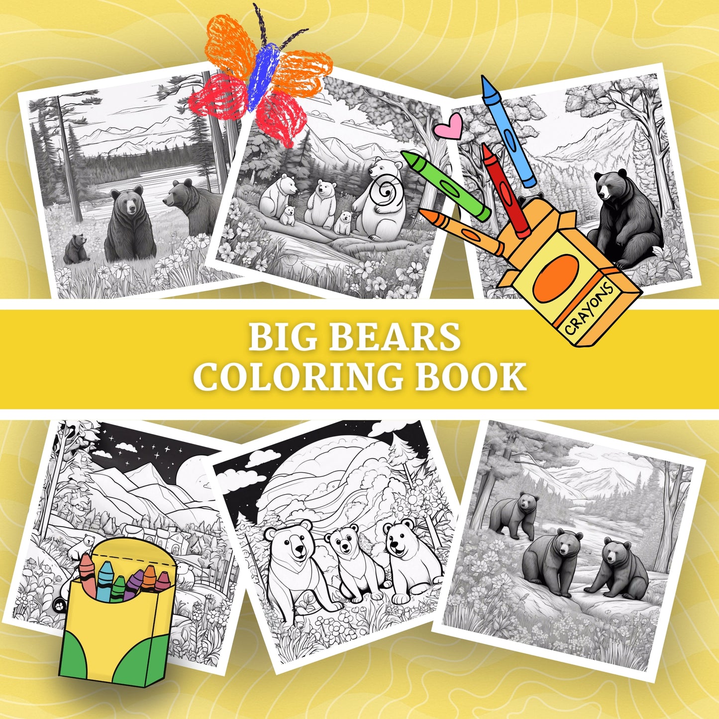 LET'S PLAY WITH BIG BEARS: libro digitale da colorare per bambini in PDF
