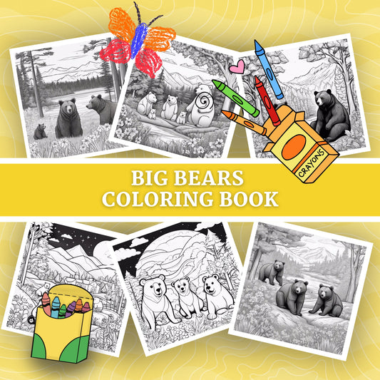 LET'S PLAY WITH BIG BEARS: libro digitale da colorare per bambini in PDF