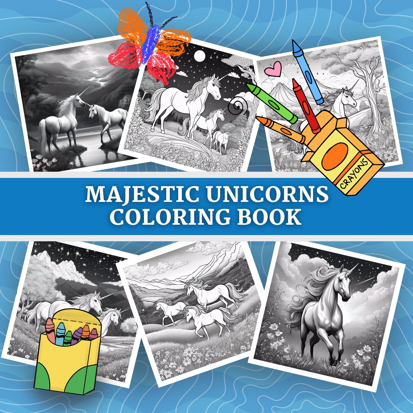 THE ENCHANTED UNICORNS: libro digitale da colorare per bambini in PDF