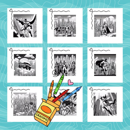 MASKED SUPERHEROES: libro digitale da colorare per bambini in PDF