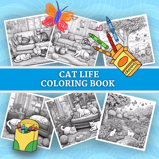 CATS LIFE: libro digitale da colorare per bambini in PDF