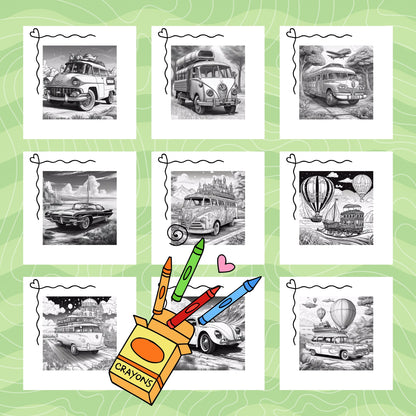 ENCHANTED VEHICLES IN THE UNIVERSE: libro digitale da colorare per bambini in PDF