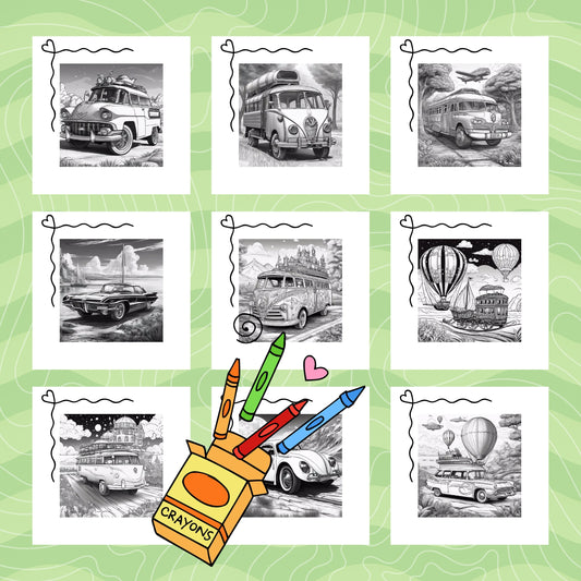 ENCHANTED VEHICLES IN THE UNIVERSE: libro digitale da colorare per bambini in PDF