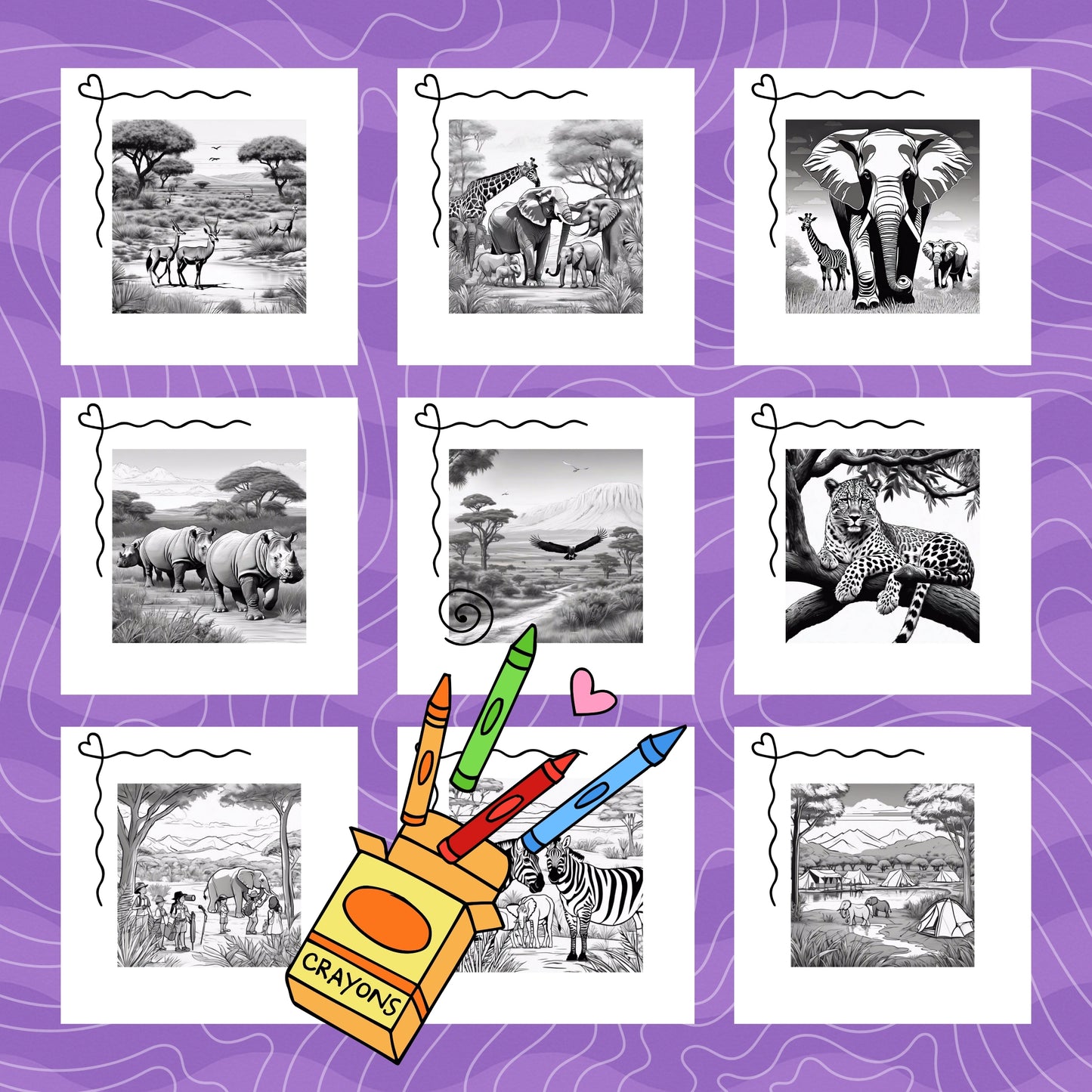 SAFARI WORLD: libro digitale da colorare per bambini in PDF