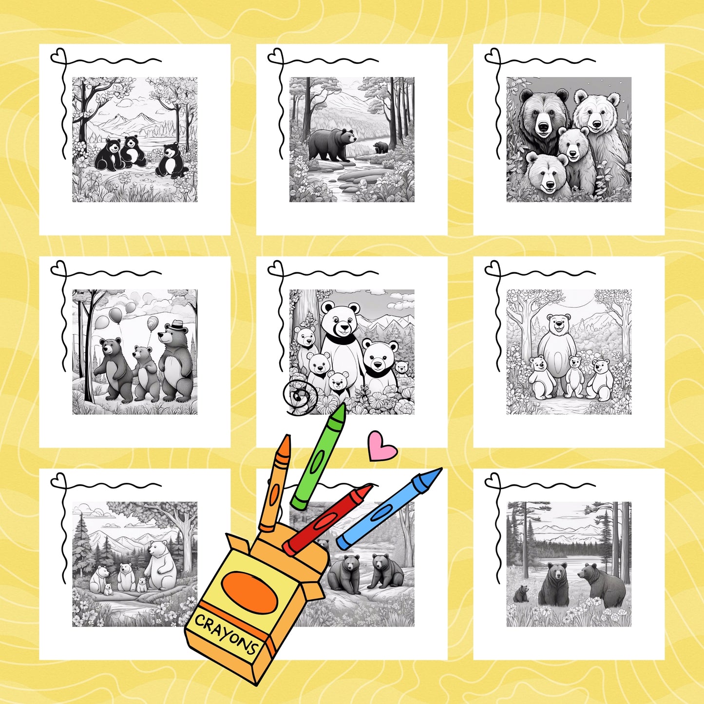 LET'S PLAY WITH BIG BEARS: libro digitale da colorare per bambini in PDF