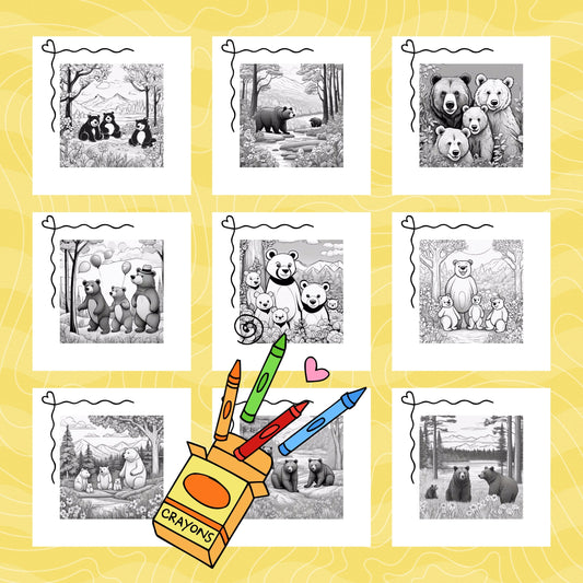 LET'S PLAY WITH BIG BEARS: libro digitale da colorare per bambini in PDF