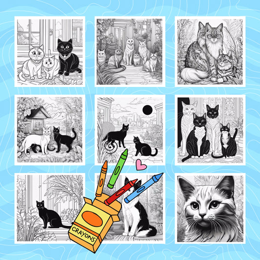 CATS LIFE: libro digitale da colorare per bambini in PDF