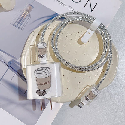 Transparent Scratch-resistant Charger USB Cable Protection Sleeve Suit